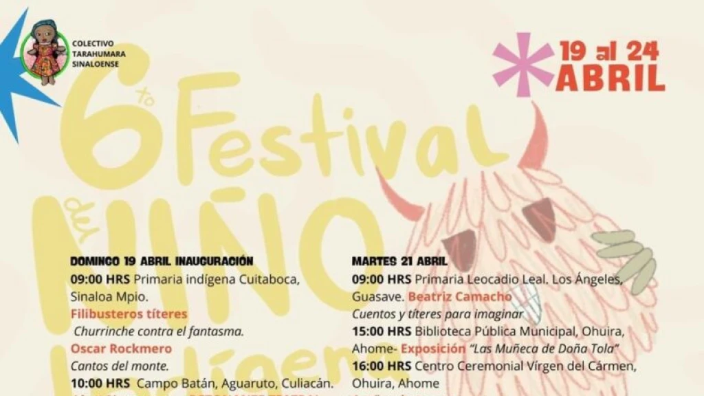 Del 19 al 24 de abril, se llevará a cabo el 6° Festival del Niño Indígena