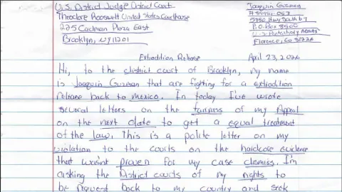 'El Chapo' Guzmán Insiste en su Extradición a México desde EE.UU. con Nueva Carta a la Corte Federal