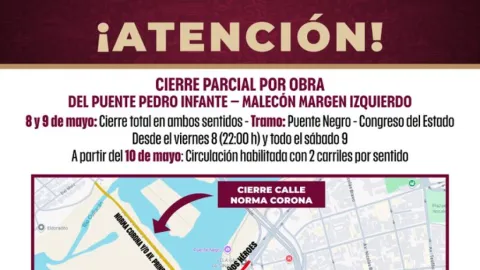 Culiacán: Construcción del Puente Pedro Infante-Malecón Izquierdo Generará Cierres Viales Temporales
