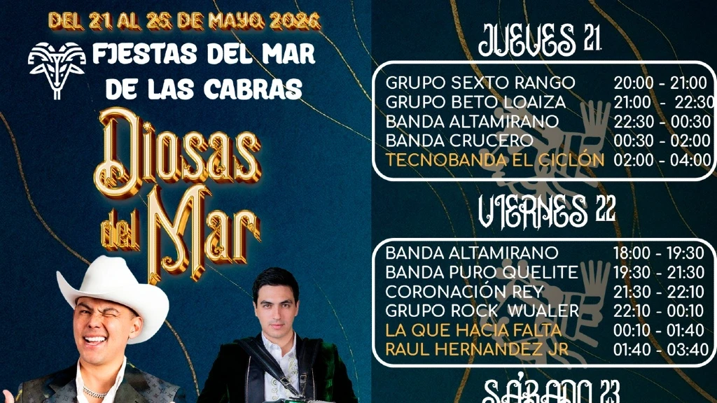 ¡Arrancan las Fiestas del Mar de Las Cabras 2026 en Escuinapa! Conoce el elenco y el programa completo