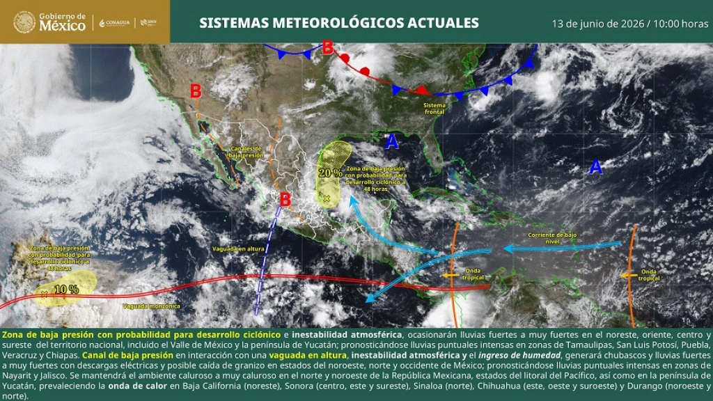 ¡Alerta en Sinaloa! Lluvias de hasta 75 mm y tormentas eléctricas hoy 13 de junio