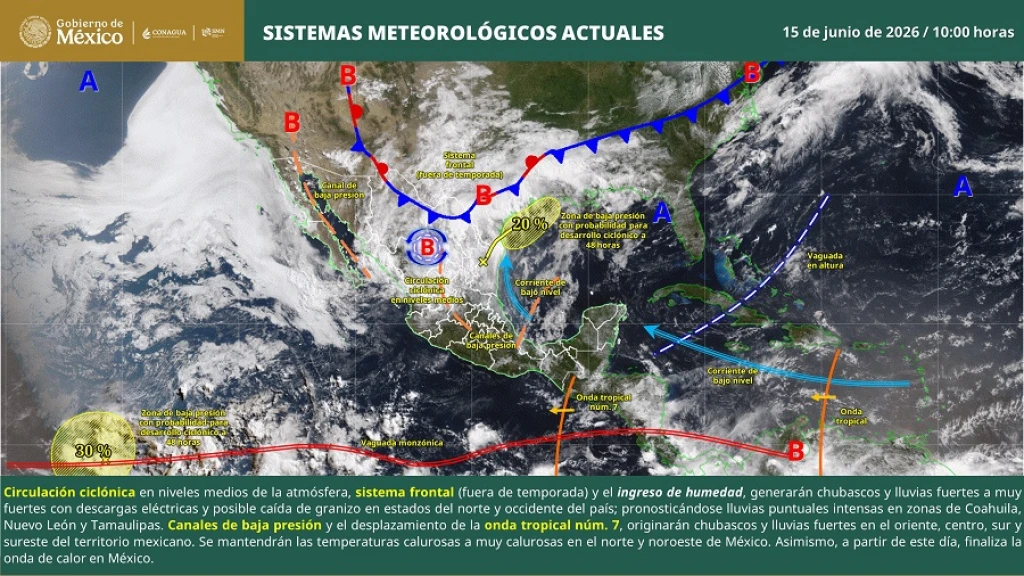 Sinaloa: SMN Extiende Pronóstico de Lluvias Intensas Hasta el 18 de Junio; Continúa el Calor Extremo