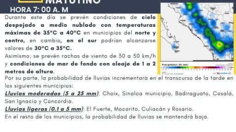 Clima en Sinaloa: Lluvias Vespertinas en 10 Municipios y Calor Persistente este 16 de Junio