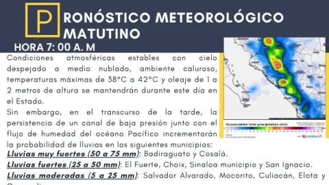 Alerta Máxima en Sinaloa: Lluvias Torrenciales de hasta 75 mm y Temperaturas Extremas Azotan la Región Este Viernes