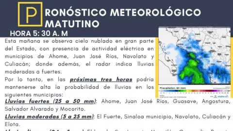 Sinaloa Enfrenta Lluvias Fuertes y Onda de Calor Persisten este Viernes 10 de Julio